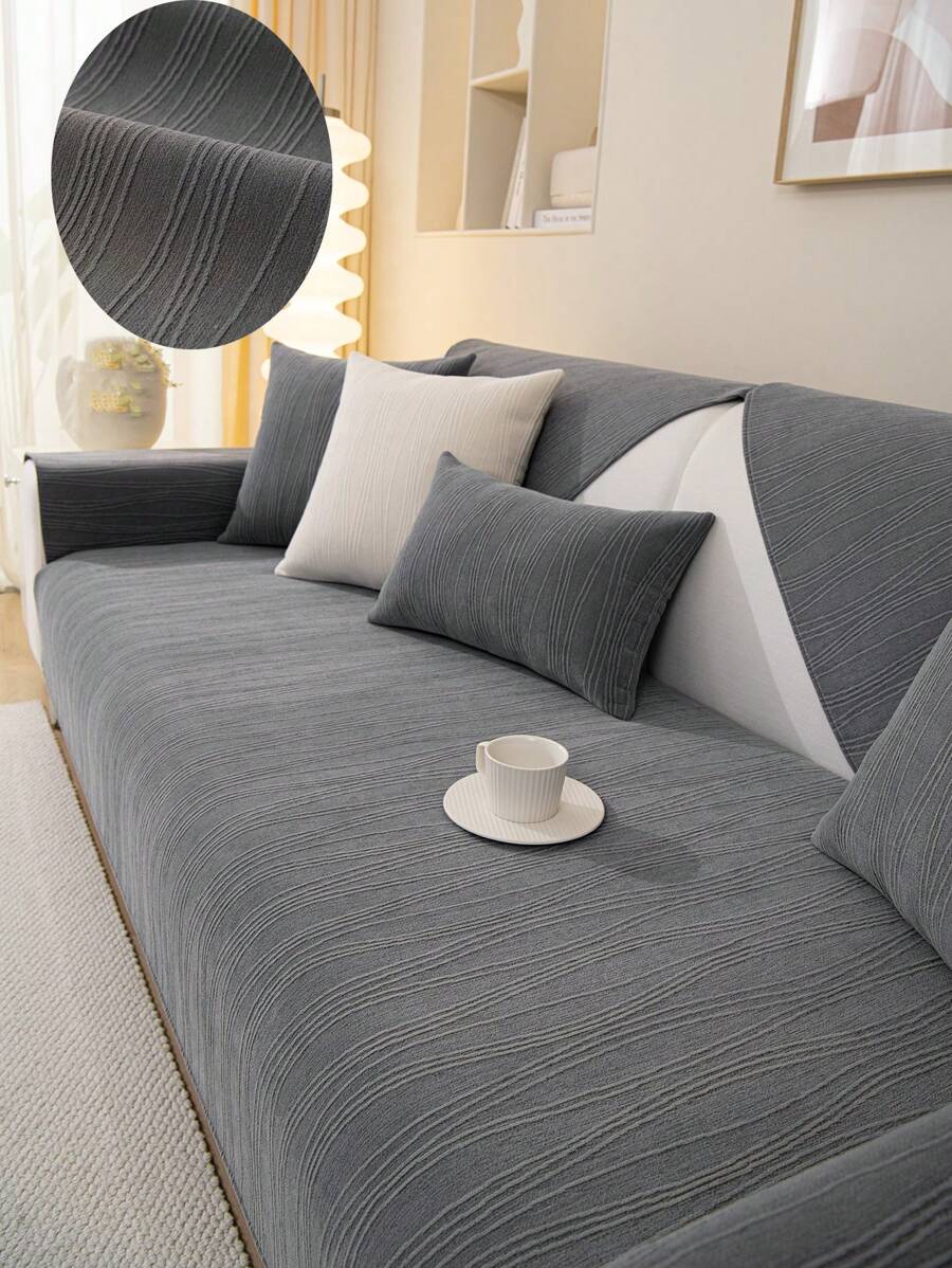 1pc Universal Sofa Cushion, Modern Style Anti-slip Sofa Mat For Living Room Couch, Suitable For L-shaped And 1234 Seater Sofas - Dark Grey - View 1