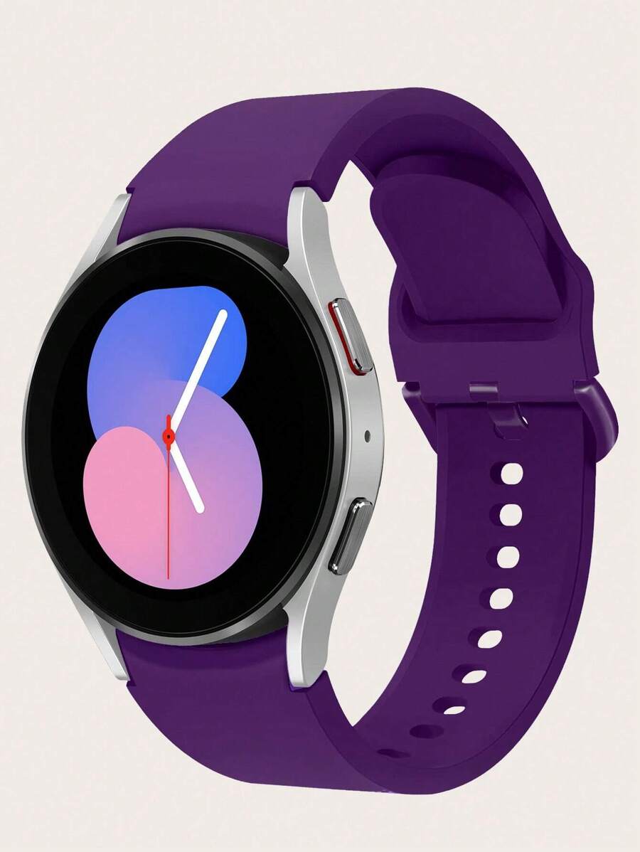 1 条运动风格硅胶表带，配同色表扣，兼容三星手表 4/5/6，40/42/44/45/46/43/47 毫米，可作为返校学生的礼物 - 紫色 - 查看 1