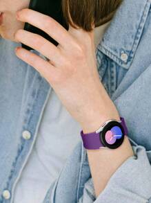 1 条运动风格硅胶表带，配同色表扣，兼容三星手表 4/5/6，40/42/44/45/46/43/47 毫米，可作为返校学生的礼物 - 紫色 - 查看 3