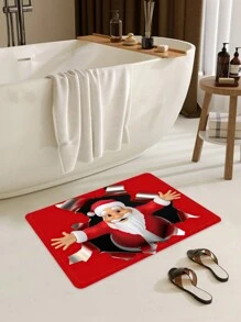 1 件圣诞快乐和圣诞老人突破红色纸质图案防滑浴室卧室地垫、门垫、装饰性功能地毯家居浴室装饰浴室地毯户外地毯门垫秋季装饰浴室配件返校入口装饰 - 彩色 - 查看 4