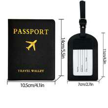 行李牌套裝至防止+護照夾+登機卡套,便攜和方便 - 黑色 - 查看 5