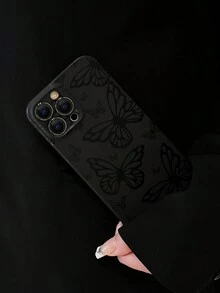 鏤空線條圖案黑色蝴蝶防摔手機殼,適用於iphone - 彩色 - 查看 2