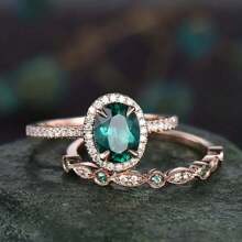 3pcs/set Women's Fashionable Oval Shaped Ring, Suitable For Daily Wear, Engagement, Wedding, Couple Rings, Jewelry Accessories