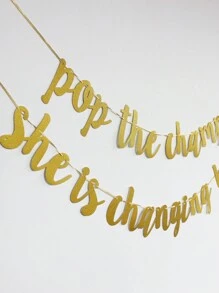 2 pièces Banderole dorée scintillante pour décoration de fête avec le slogan "pop the champagne", douche nuptiale, Noël