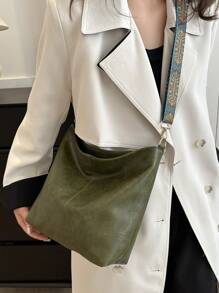 时尚欧美风格新款水桶包，女士大容量斜挎包 - 綠色 - 查看 8