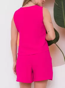 Women Two-piece Outfits - Hot Pink - View 2