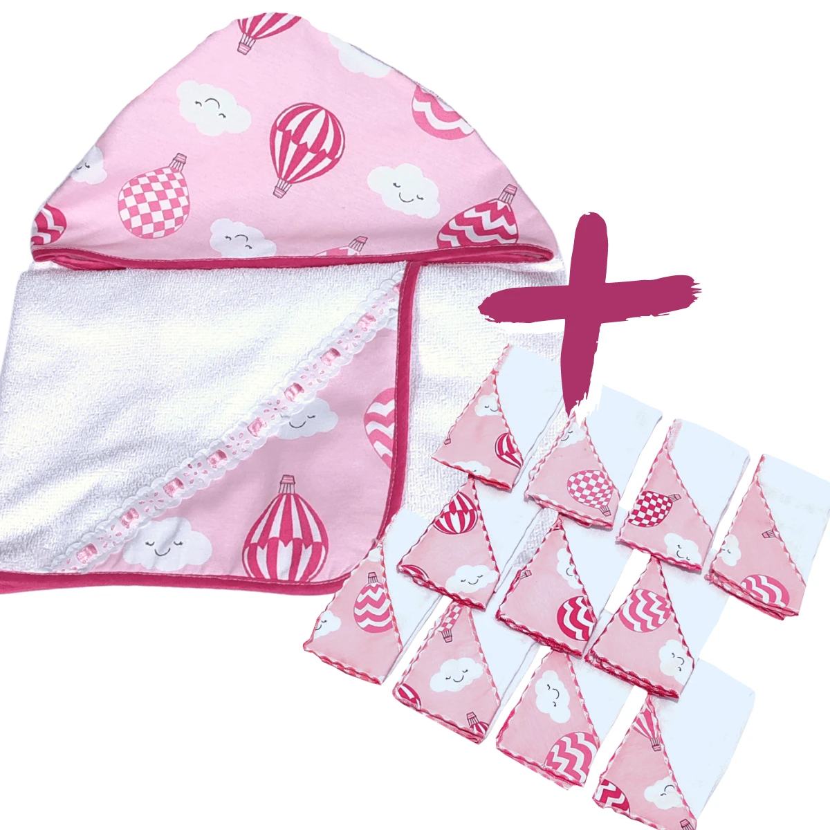 MeF Mae e Filho Baby Receiving Blankets - 乾枯玫瑰色 - 查看 1