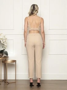 Women Two-piece Outfits - 米色 - 查看 2