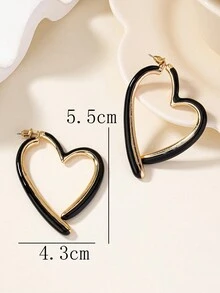 1對新到時尚極簡個性化愛心環耳環,適用於度假 - 彩色 - 查看 4