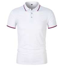 Men's 185g Combed Ice Ion Two-Color Collar Polo Shirt Gym Clothes Men - White - View 1