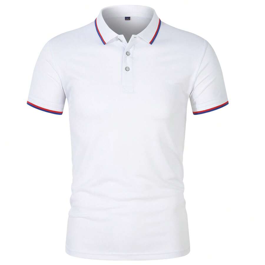 Men's 185g Combed Ice Ion Two-Color Collar Polo Shirt Gym Clothes Men - White - View 1