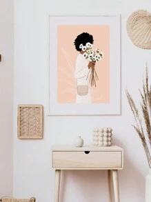 簡潔、清新、現代、抽象女性海報藝術畫,適用於無框牆壁裝飾 - 彩色 - 查看 3