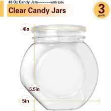 Candy Jars with Lids,3 Pack-48 Oz Plastic Candy Jars Clear Cookie Container,Perfect Canister Container for Wedding & Home Decor Centerpiece,Decorative Kitchen Storage Jar - Clear - View 7