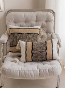 1 件时尚亲肤波西米亚风格色块图案流苏拼布抱枕套