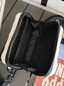 1個純色幾何圖案浮雕硬殼盒形肩背包,男女皆宜,簡約風格,單層設計,拉鍊閉合,可攜式手機、鑰匙收納盒,適合送禮給朋友、浪漫的伴侶和同學。 - 白色 - 查看 5