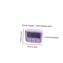 1pc Mini Portable Visual Time Electronic Stopwatch Kitchen Timer For Cooking Beauty Study With Silent Counting And Countdown Function - Purple - View 10