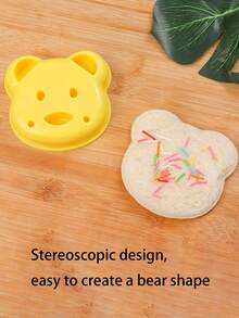 1入DIY三明治切割器卡通吐司麵包模具，可製作小熊造型便當模具 - 黃色 - 查看 5