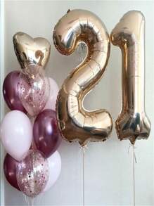 鉑金箔數字氣球，40 英寸（約 101.6 厘米），淺金色氦氣球，適合女孩、男孩、40 歲生日、週年紀念派對、新娘送禮會、畢業派對，配有 1 卷絲帶和一根吸管 - 金色 - 查看 5