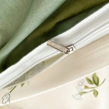 Juego de ropa de cama de 4 piezas con estilo floral campestre, 1 Edredón + 1 Sábana + 2 Fundas de Almohada, Múltiples Tamaños (Estampado Aleatorio de Funda de Almohada) - jalea de hierba - Ver 10