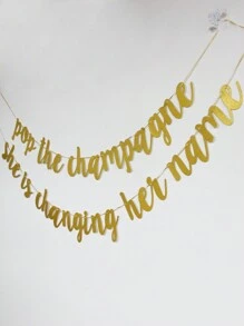 2 pièces Banderole dorée scintillante pour décoration de fête avec le slogan "pop the champagne", douche nuptiale, Noël