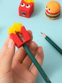1 件随机圣诞卡通文具趣味汉堡和薯条铅笔刀 - 彩色 - 查看 3