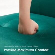 1 juego/2 piezas de funda de sofá de diseño capitoné de terciopelo con funda para reposapiés - Verde Oscuro - Ver 6