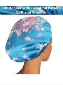 2 件装丝绸睡眠帽，缎面发帽，柔软弹力带丝绸睡眠帽，卷发丝绸发带
