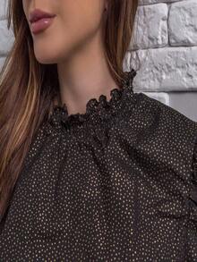 Blusa Feminina Delicada Manga Longa Gola Alta Lastex