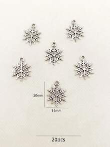 20 件diy 珠寶鋅合金雪花形狀吊墜適用於項鍊、耳環、手鍊製作 25x19 毫米 - 復古銀色 - 查看 1
