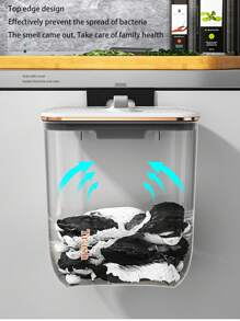 1 Pieza Basurero De Plástico Con Tapa Para Pared Para Almacenamiento En La Cocina Y Sala De Estar - Blanco - Ver 7