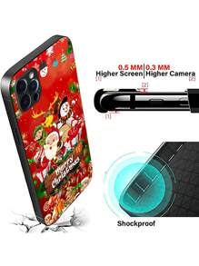 1入組紅色聖誕主題手機殼，搭配「聖誕快樂」字樣；防摔、防刮、軟Tpu邊緣緩衝、減震、全覆蓋鏡片；相容於 Iphone、三星、小米、Redmi、Oppo、Oneplus - 彩色 - 查看 5