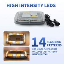 12 Inch 72 Led Emergency Strobe Light High Visibility Safety Beacon Light, Mini Led Light Bar With Strong Magnetic Base, For Trucks, Engineering Vehicles, Snow Plows, Towing Vehicles, Postal Vehicles - White Yellow - View 8