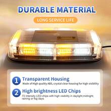 12 Inch 72 Led Emergency Strobe Light High Visibility Safety Beacon Light, Mini Led Light Bar With Strong Magnetic Base, For Trucks, Engineering Vehicles, Snow Plows, Towing Vehicles, Postal Vehicles - White Yellow - View 6