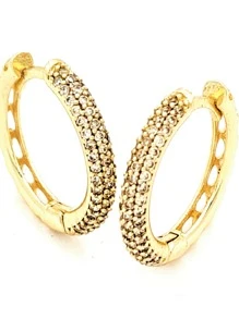 Aretes Finos Elegantes Mujer Oro Laminado 18K Arracadas Hermosas - Dorado - Ver 3