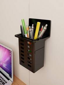 1set Plastic Wall-mounted Pen Holder For Home And Office Use - Black - View 1