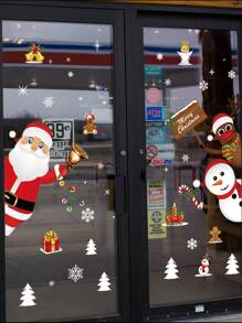 2 piezas de adhesivos decorativos navideños para ventana, resistentes al agua, para decoración de escaparates, puertas de cristal y escenas