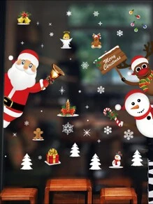2 piezas de adhesivos decorativos navideños para ventana, resistentes al agua, para decoración de escaparates, puertas de cristal y escenas