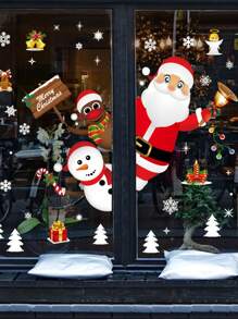 2 piezas de adhesivos decorativos navideños para ventana, resistentes al agua, para decoración de escaparates, puertas de cristal y escenas