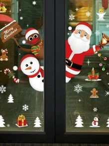 2 piezas de adhesivos decorativos navideños para ventana, resistentes al agua, para decoración de escaparates, puertas de cristal y escenas