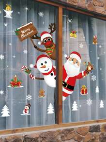 2 piezas de adhesivos decorativos navideños para ventana, resistentes al agua, para decoración de escaparates, puertas de cristal y escenas