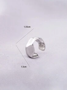 1pair Creative & Fashionable Stainless Steel Asymmetric Geometric C-Shaped Ear Cuff For Both Men And Women Everyday Wearing - Silver - View 6