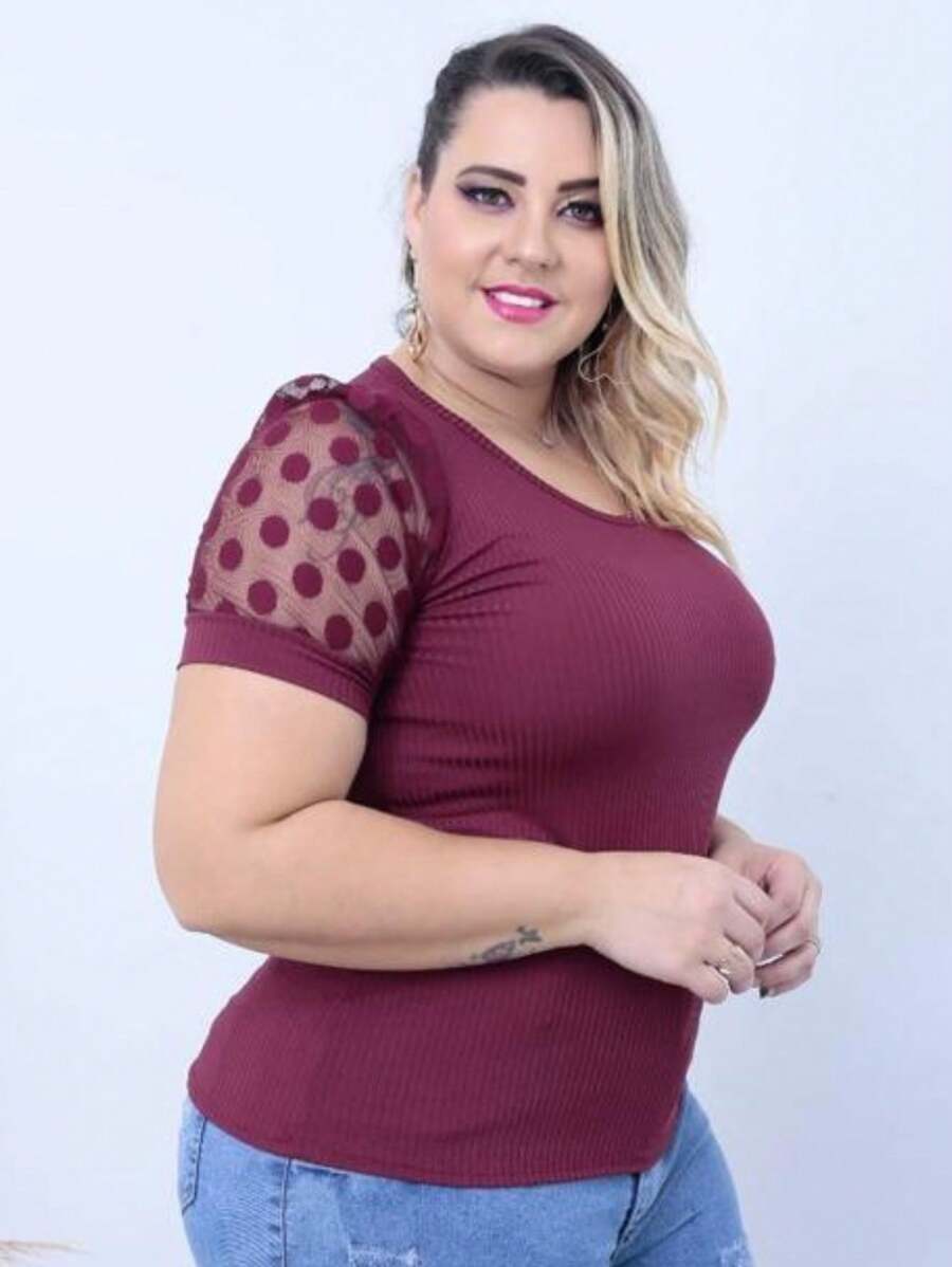 Plus Size T-shirts - Màu Đỏ Sâu - Xem 1