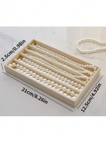 1pc Jewelry Storage Box, Necklace Earring Stud Ring Organizer - Beige - View 5