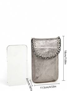 Fashionable Unique Personality Metallic Feeling Flash Soft Fabric Style Phone Bag,Rock,Gothic,Iron Chain,Corduroy,Multifunctional Crossbody Shoulder Bag Suit For Ladies To Pair With Daily Outfit,Dating,Shopping, Funky, Punk & Bag For Street Wear, 2000s Fashion Style Bag For Women
