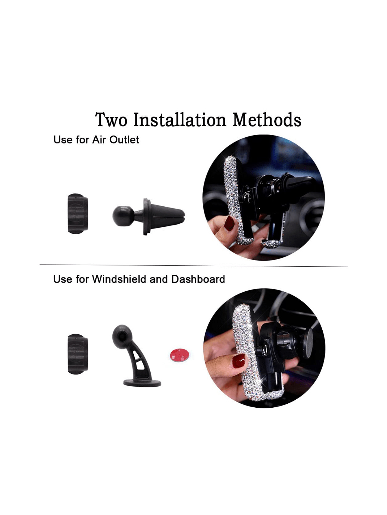 Bling Car Phone Holder Mini Dash Air Vent Automatic Mount Universal 360