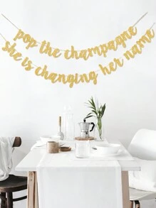 2 pièces Banderole dorée scintillante pour décoration de fête avec le slogan "pop the champagne", douche nuptiale, Noël
