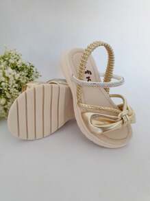 Sandália Infantil Menina Strass Elástico Feminina - Dourado - Visão 2