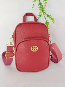 Bolsa  Pequena Feminina novo estilo Carteira Porta Celular Transversal - Vinho - Visão 1