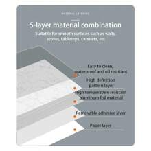 1張大理石花紋壁紙,適用於客廳家具裝飾、廚房防油防水貼紙 - 白色 - 查看 3