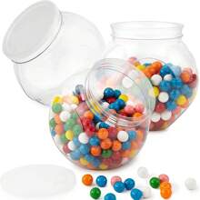 Candy Jars with Lids,3 Pack-48 Oz Plastic Candy Jars Clear Cookie Container,Perfect Canister Container for Wedding & Home Decor Centerpiece,Decorative Kitchen Storage Jar - Clear - View 2